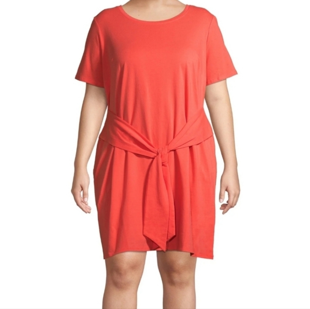 Livi Active Tie Waist Coral Dress With Pockets
